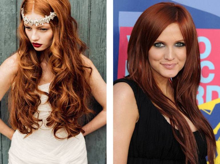 Рыжие волосы: оттенки и цвета палитры красок