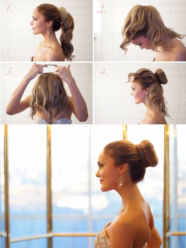 Как сделать небрежный пучок на голове с помощью резинки?